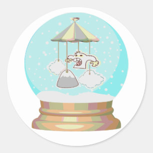 Sneeuw yeti sneeuw wereldbol schattig winter baby  ronde sticker