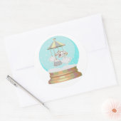 Sneeuw yeti sneeuw wereldbol schattig winter baby  ronde sticker (Envelop)