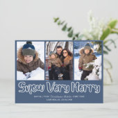 Sneeuw zeer Merry contline met 3 verticale foto Feestdagenkaart (Staand voorkant)