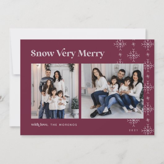 Sneeuw Zeer Merry | Modern Snowflakes Photo Holida Feestdagenkaart (Voorkant)