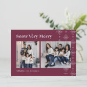Sneeuw Zeer Merry | Modern Snowflakes Photo Holida Feestdagenkaart (Staand voorkant)