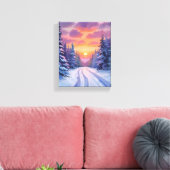 Sneeuw Zonsondergang | Winter Berglandschap Canvas Afdruk (Insitu (Woonkamer))