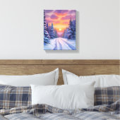 Sneeuw Zonsondergang | Winter Berglandschap Canvas Afdruk (Insitu (Slaapkamer))