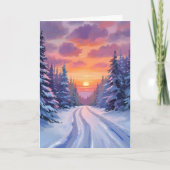 Sneeuw Zonsondergang | Winter Berglandschap Kaart (Voorkant)