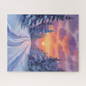 Sneeuw Zonsondergang | Winter Berglandschap Legpuzzel (Horizontaal)