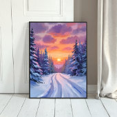 Sneeuw Zonsondergang | Winter Berglandschap Poster