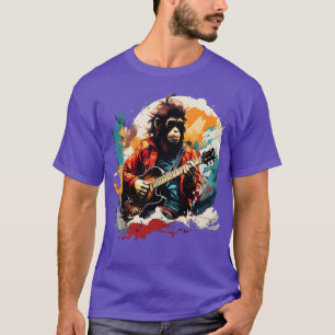 Sneeuwaap speelt gitaar t-shirt