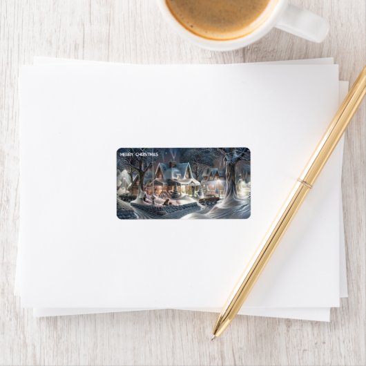 Sneeuwachtergrond voor Kerstmis Etiket (Insitu)