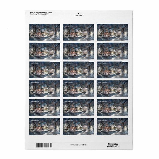 Sneeuwachtergrond voor Kerstmis Etiket (Full Sheet)