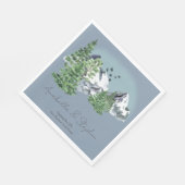 Sneeuwachtig berglandschap Pijnbos op Dusty Blue Servet (Hoek)