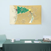 Sneeuwachtig Brons Kerstboom Scène Banner (Beurs)