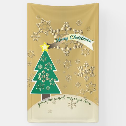 Sneeuwachtig Brons Kerstboom Scène Banner (Verticaal)