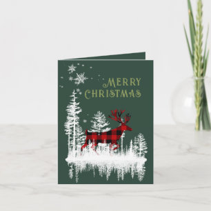 Sneeuwachtig Buffalo Plaid Hert Prettig Kerstfeest Feestdagen Kaart