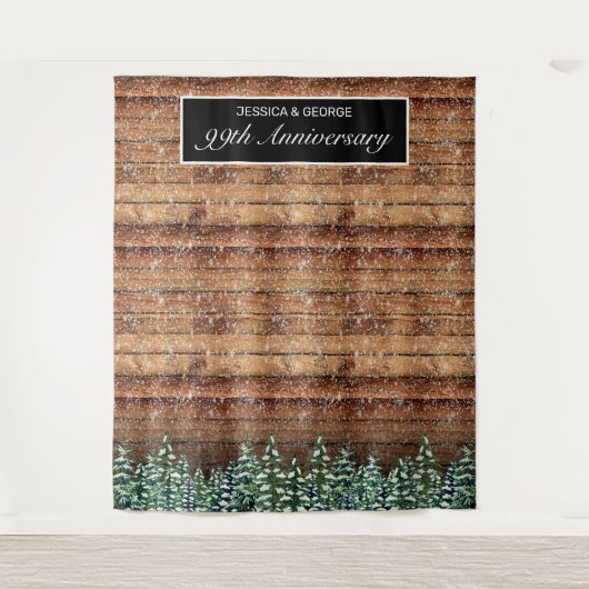 Sneeuwachtig hout & bos land jubileum foto wandkleed (Voorkant)