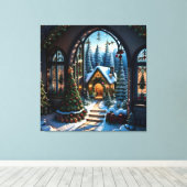 Sneeuwachtig Kerstmislandschap Canvas Afdruk (Insitu (Houten vloer))