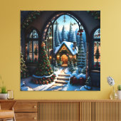 Sneeuwachtig Kerstmislandschap Canvas Afdruk (Insitu (Woonkamer))