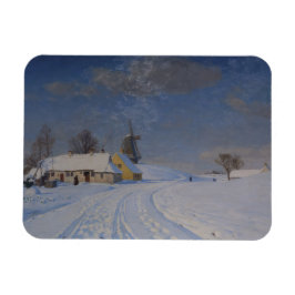 Sneeuwachtig landschap in de winter magneet