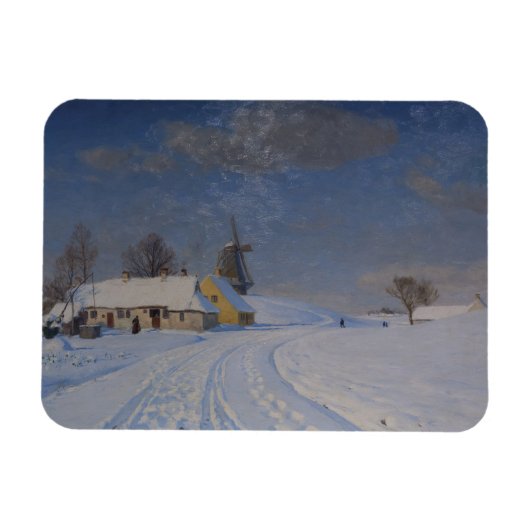 Sneeuwachtig landschap in de winter magneet (Horizontaal)