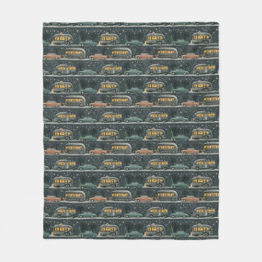 Sneeuwachtige Camper Kerst Roadtrip Fleece Deken (Voorkant)