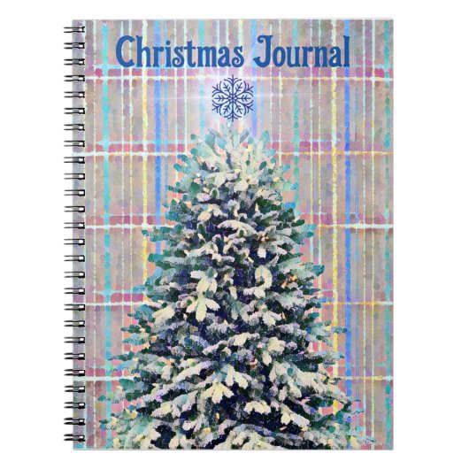 Sneeuwachtige Kerstboom Sneeuwvlok  Stijl Notitieboek (Voorkant)