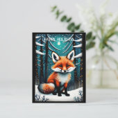 Sneeuwachtige Nachtbos Schattigee Vos Kerstmis Fee Briefkaart (Staand voorkant)