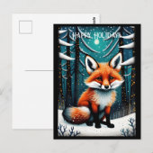 Sneeuwachtige Nachtbos Schattigee Vos Kerstmis Fee Briefkaart (Voorkant / Achterkant)