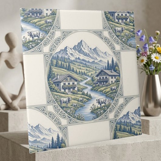 Sneeuwalpine Rolweiden Rustieke Chalet Schilderach Tegeltje