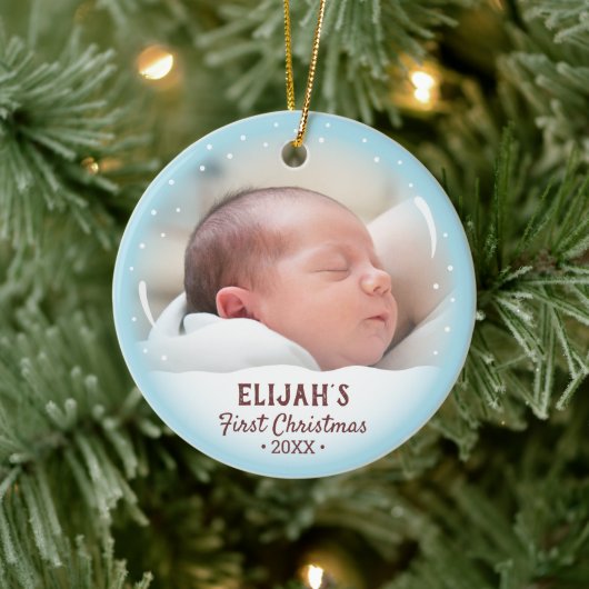 Sneeuwbaby's Eerste Kerstmis Foto Keramisch Ornament (Boom)
