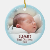 Sneeuwbaby's Eerste Kerstmis Foto Keramisch Ornament (Voorkant)
