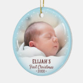 Sneeuwbaby's Eerste Kerstmis Foto Keramisch Ornament (Links)