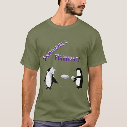 Sneeuwbal Fight Pinguïns Mannen T-shirt (Voorkant)