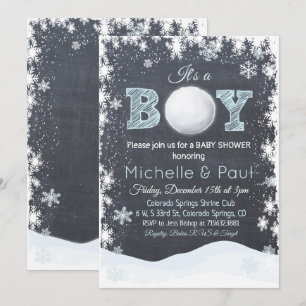 Sneeuwbal Het is een JONGEN Baby Shower Uitnodigin Kaart
