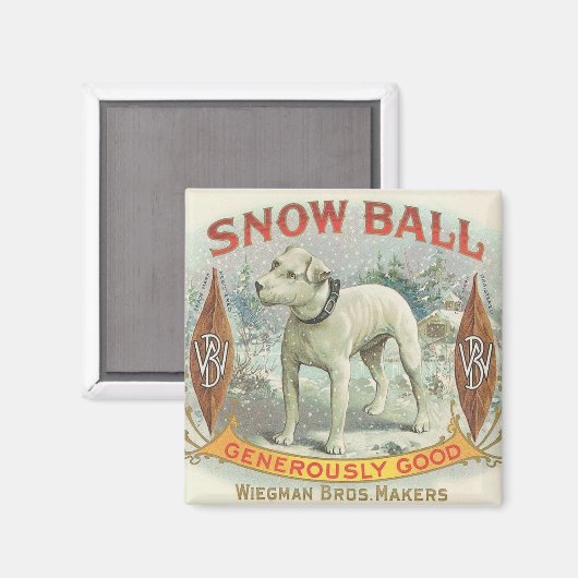  sneeuwbal hond magneet (Voorkant / Achterkant)