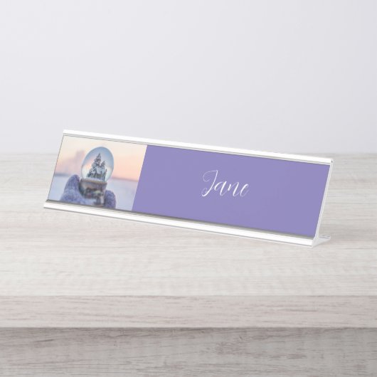 Sneeuwbal Kerstboom winter sneeuwval Bureau Naambordje (Voorkant)