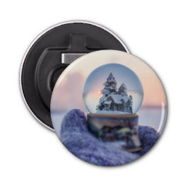 Sneeuwbal Kerstboom winter sneeuwval Button Flesopener