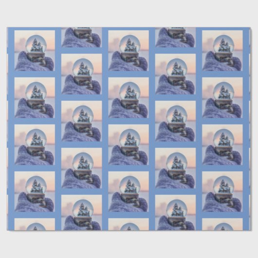 Sneeuwbal Kerstboom winter sneeuwval Cadeaupapier (Vlak)