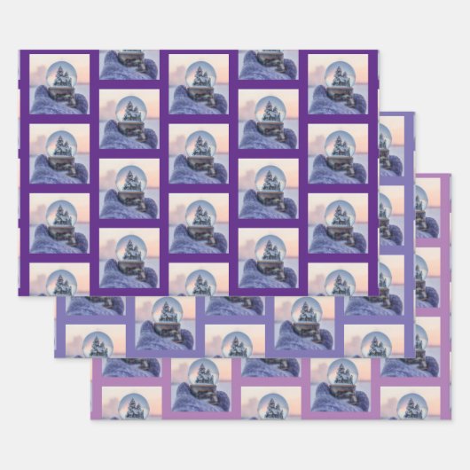 Sneeuwbal Kerstboom winter sneeuwval Inpakpapier Vel (Set)