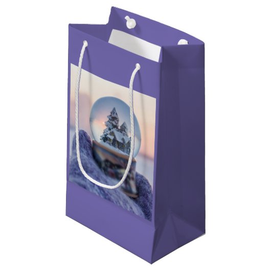 Sneeuwbal Kerstboom winter sneeuwval Klein Cadeauzakje (Voorkant Gekanteld)