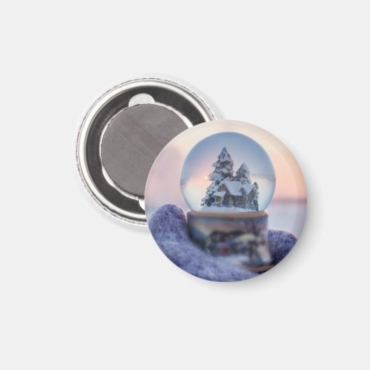 Sneeuwbal Kerstboom winter sneeuwval Magneet (Voorkant / Achterkant)