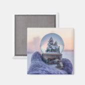 Sneeuwbal Kerstboom winter sneeuwval Magneet (Voorkant / Achterkant)