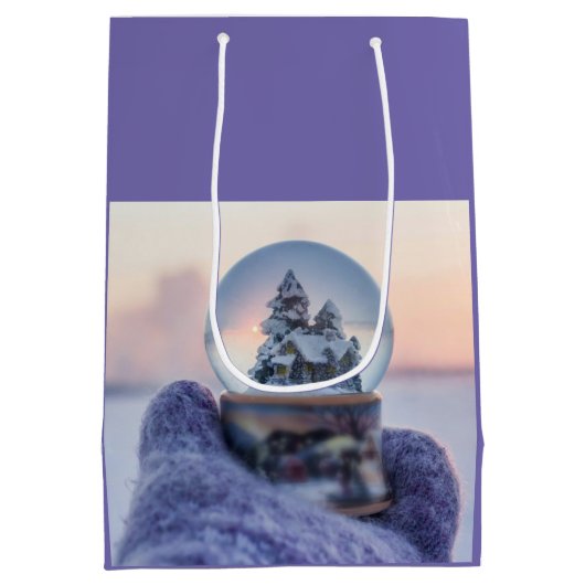 Sneeuwbal Kerstboom winter sneeuwval Medium Cadeauzakje (Achterkant)