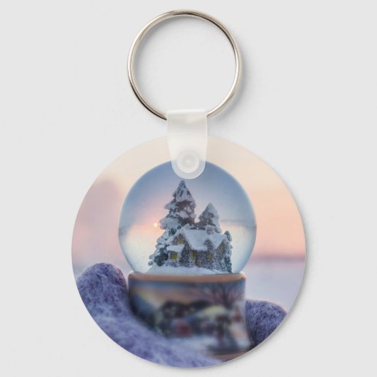 Sneeuwbal Kerstboom winter sneeuwval Sleutelhanger (Voorkant)