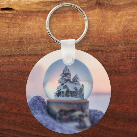 Sneeuwbal Kerstboom winter sneeuwval Sleutelhanger (Voorkant)