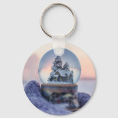 Sneeuwbal Kerstboom winter sneeuwval Sleutelhanger (Achterkant)