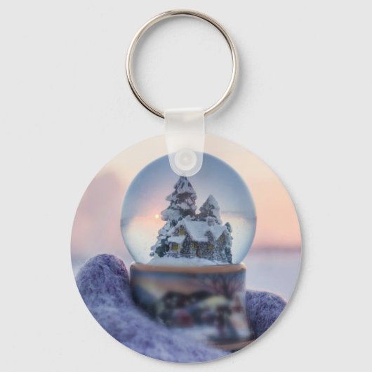 Sneeuwbal Kerstboom winter sneeuwval Sleutelhanger (Achterkant)