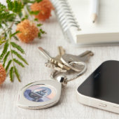 Sneeuwbal Kerstboom winter sneeuwval Sleutelhanger (Zijkant)