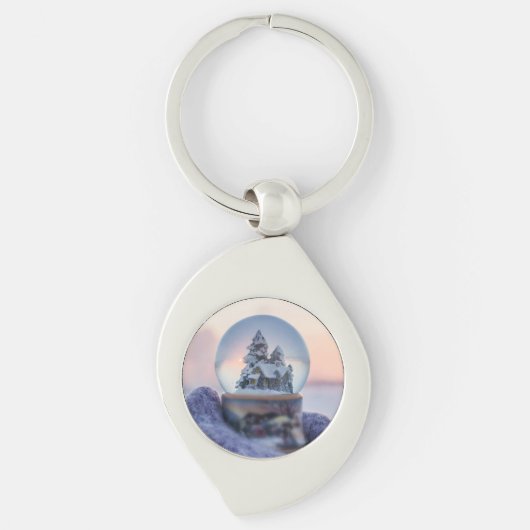 Sneeuwbal Kerstboom winter sneeuwval Sleutelhanger (Voorkant)