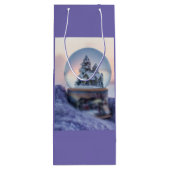 Sneeuwbal Kerstboom winter sneeuwval Wijn Cadeautas (Achterkant)