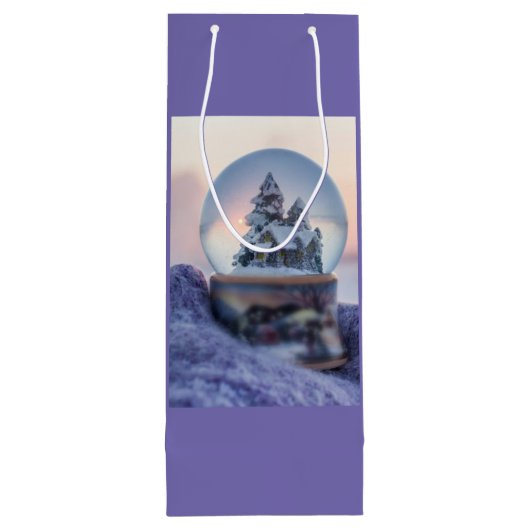 Sneeuwbal Kerstboom winter sneeuwval Wijn Cadeautas (Achterkant)