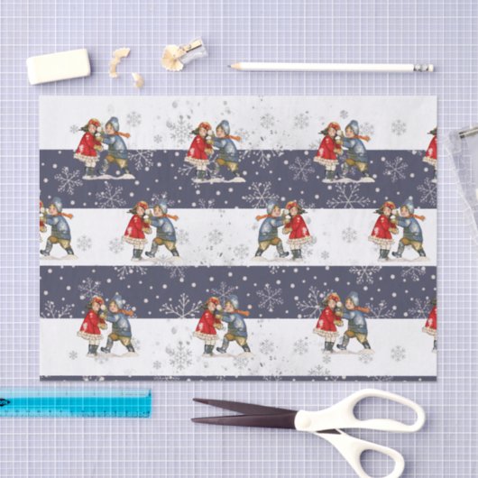 Sneeuwbal Kinderen Kerstmis gestreept sneeuwvlok Tissuepapier (Craft)